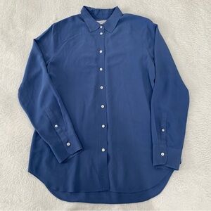 Women’s 8 EVERLANE Blue Clean Silk Relaxed Button Down Long Sleeve Blouse Top